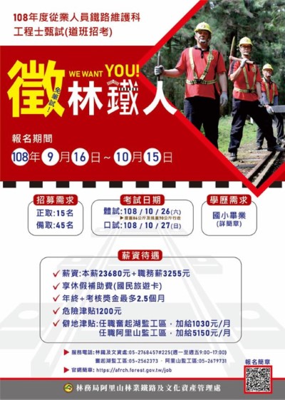 林鐵處鐵路維護科工程員招聘資訊